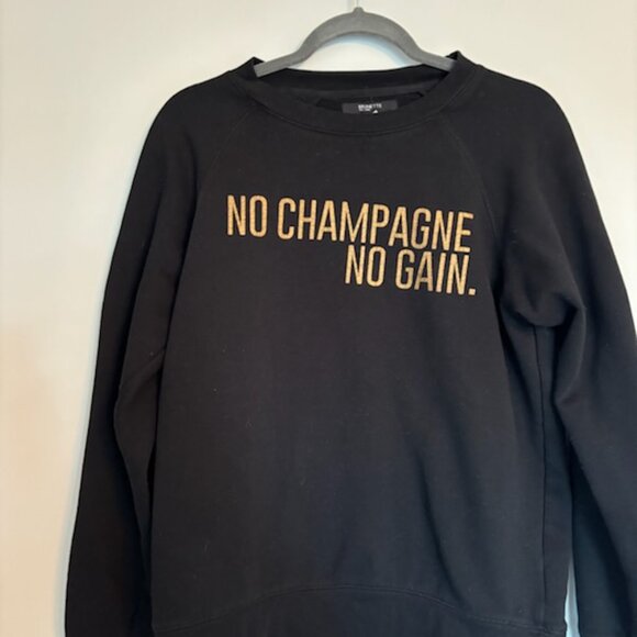 Brunette the label M/L Black Sweater "No Champagne. No Gain" - Picture 3 of 5